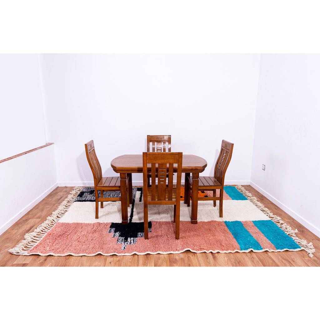 Modern Abstract Moroccan Wool Rug with Bold Color Blocks and Patterns