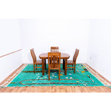 Load image into Gallery viewer, Ocean Breeze – Turquoise Moroccan Wool Rug with Abstract Geometric Patterns