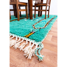 Load image into Gallery viewer, Ocean Breeze – Turquoise Moroccan Wool Rug with Abstract Geometric Patterns