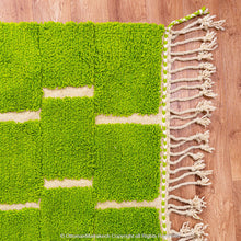 Load image into Gallery viewer, Bright Green Beni Ourain Moroccan Wool Rug – Brick Pattern Design