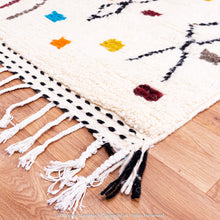 Load image into Gallery viewer, Autumn Leaves – White Moroccan Wool Rug with Colorful Berber Abstract and Leaf Motifs