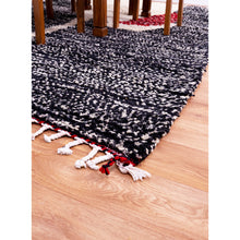 Load image into Gallery viewer, Black and White Abstract Moroccan Wool Rug with Red Accents