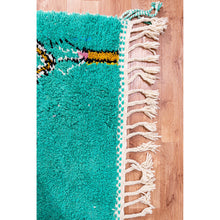 Load image into Gallery viewer, Turquoise Abstract Moroccan Wool Rug – Handwoven with Colorful Geometric Patterns