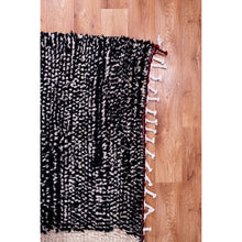 Load image into Gallery viewer, Black and White Abstract Moroccan Wool Rug with Red Accents