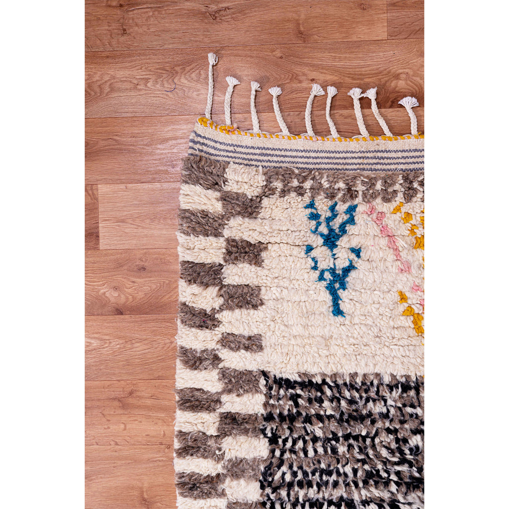 Multicolored Moroccan Wool Rug with Geometric Diamond Patterns