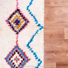 Load image into Gallery viewer, White Moroccan Wool Rug with Colorful Berber Diamond and Tree Motifs