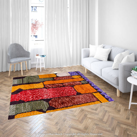 Bold Geometric Multi-Color Berber Rug