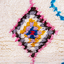 Load image into Gallery viewer, White Moroccan Wool Rug with Colorful Berber Diamond and Tree Motifs