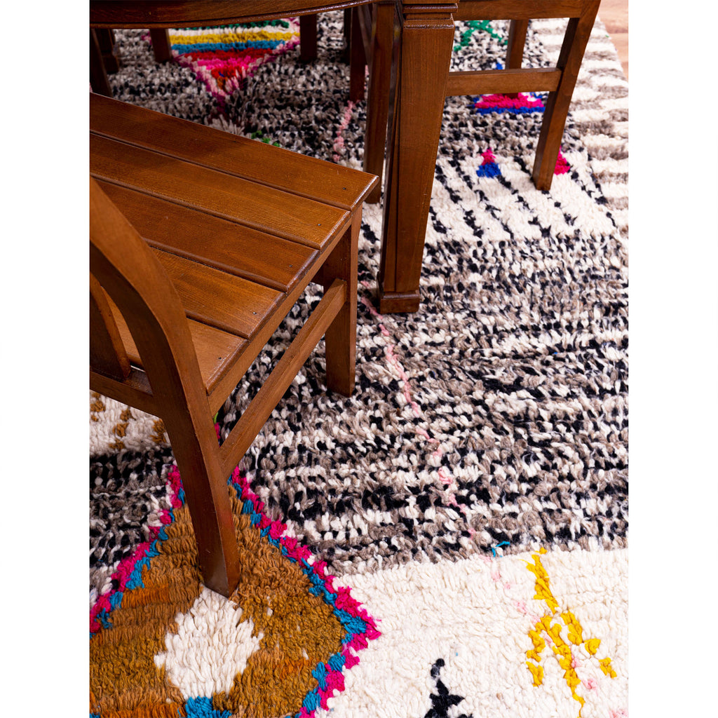 Multicolored Moroccan Wool Rug with Geometric Diamond Patterns