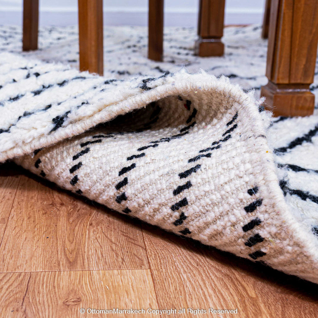 Beni Ourain Moroccan Wool Rug – Black and White Mandala Diamond Pattern