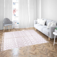 Load image into Gallery viewer, Soft White Berber Rug with Subtle Geometric Patterns