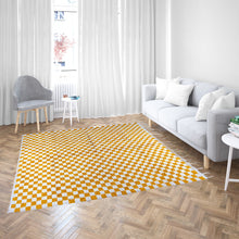 Load image into Gallery viewer, Golden Checkered Moroccan Wool Rug – Handwoven Geometric Design