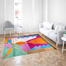 Load image into Gallery viewer, Vibrant Prism Moroccan Berber Rug with Bold Geometric Patterns