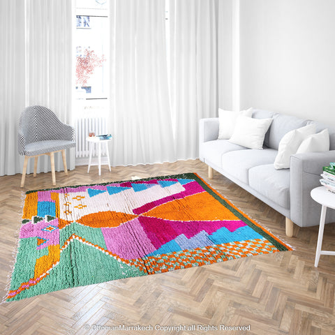 Vibrant Prism Moroccan Berber Rug with Bold Geometric Patterns