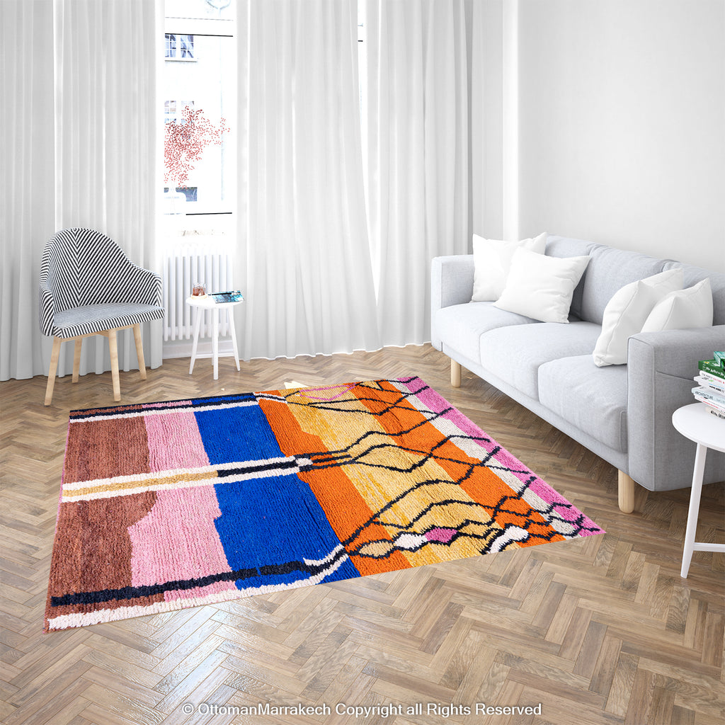 Modern Moroccan Wool Rug: Soft Texture and Luxurious Feel