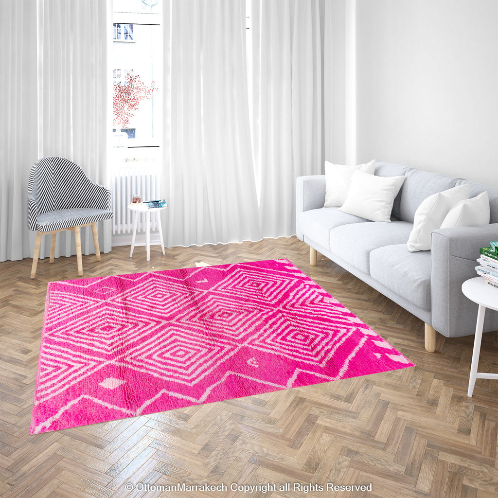 Moroccan French Rose Rug: Tie-Dye Patterns