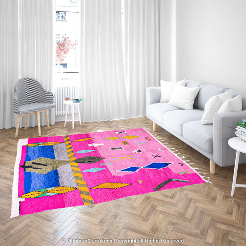 Pink Berber Symbols Rug with Desert Hues