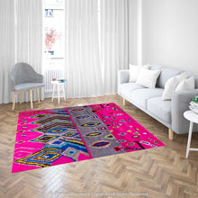 Load image into Gallery viewer, Pink Berber Moroccan Wool Rug with Bold Diamond and Chevron Patterns