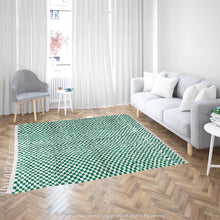 Load image into Gallery viewer, Green and White Checkered Illusion Rug