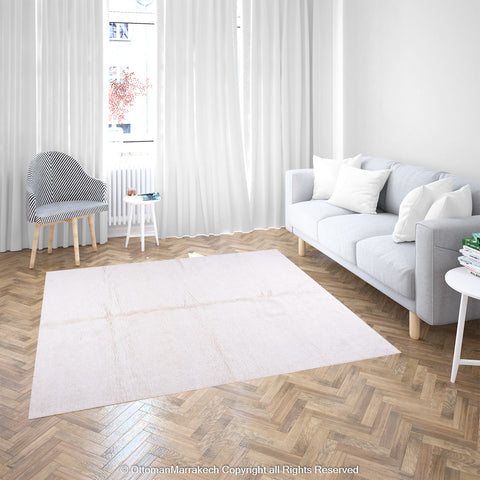 Full White Plush Moroccan Rug - Luxuriously Soft and Minimalist Design, Ideal for Home and Professional Spaces