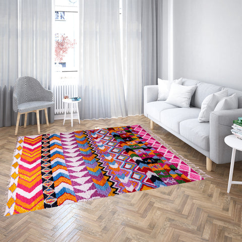 Vibrant Geometric Moroccan Rug – Handwoven Artisan Piece