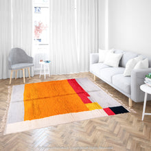 Load image into Gallery viewer, Vibrant Sunset Moroccan Wool Rug with Abstract Color Block Design