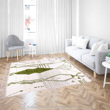 Load image into Gallery viewer, Green and White Moroccan Wool Rug with Abstract Desert and Cactus Motifs