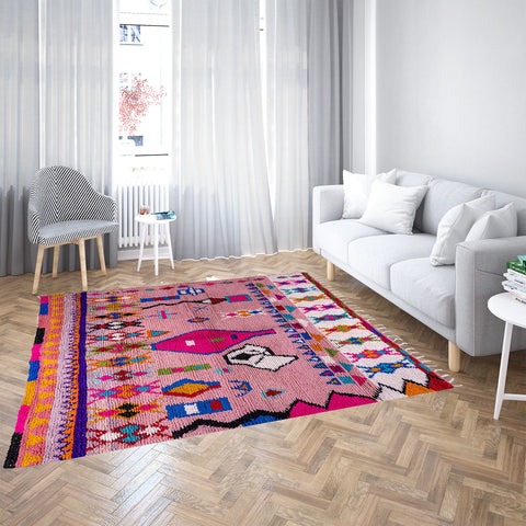 Vibrant Pink Moroccan Berber Rug