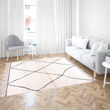 Load image into Gallery viewer, Bohemian Beni Ourain Moroccan Wool Rug – Simple Black and White Diamond Lattice Design