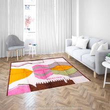 Load image into Gallery viewer, Colorful Berber Moroccan Wool Rug with Bold Hexagonal and Chevron Patterns