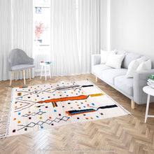 Load image into Gallery viewer, Autumn Leaves – White Moroccan Wool Rug with Colorful Berber Abstract and Leaf Motifs