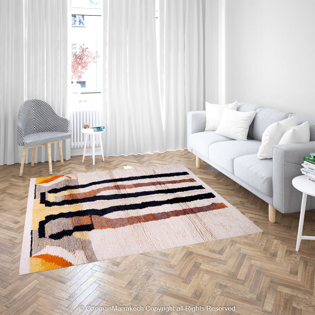 Moroccan Geometric Rug: Sleek Lines for Contemporary Homes