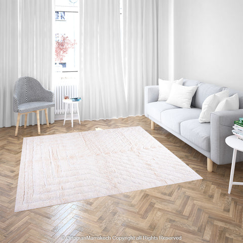 Modern Moroccan Lavender White Rug: Fusion of Heritage and Trend