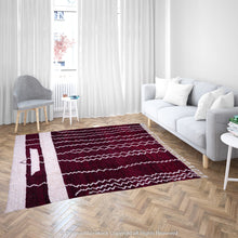 Load image into Gallery viewer, Deep Burgundy Berber Rug with White Geometric Waves