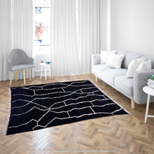 Load image into Gallery viewer, Noir Atlas Berber Rug with White Interwoven Motifs