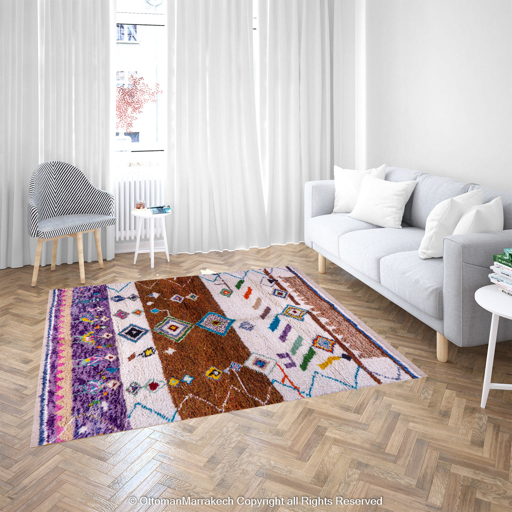 Moroccan  Rug: Rippling Motifs and Fluid Movement