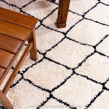 Load image into Gallery viewer, Timeless Moroccan Wool Rug with Black Diamond Lattice Design