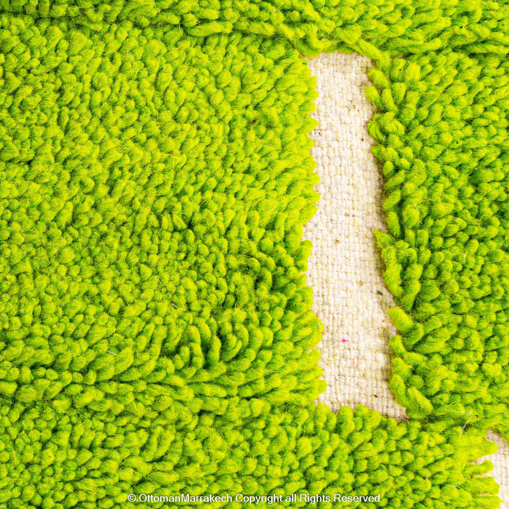 Bright Green Beni Ourain Moroccan Wool Rug – Brick Pattern Design