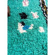 Load image into Gallery viewer, Turquoise Abstract Moroccan Wool Rug – Handwoven with Colorful Geometric Patterns