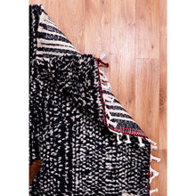 Load image into Gallery viewer, Black and White Abstract Moroccan Wool Rug with Red Accents