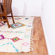 Load image into Gallery viewer, White Moroccan Wool Rug with Colorful Berber Diamond and Tree Motifs