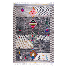 Load image into Gallery viewer, Multicolored Moroccan Wool Rug with Geometric Diamond Patterns