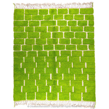 Load image into Gallery viewer, Bright Green Beni Ourain Moroccan Wool Rug – Brick Pattern Design