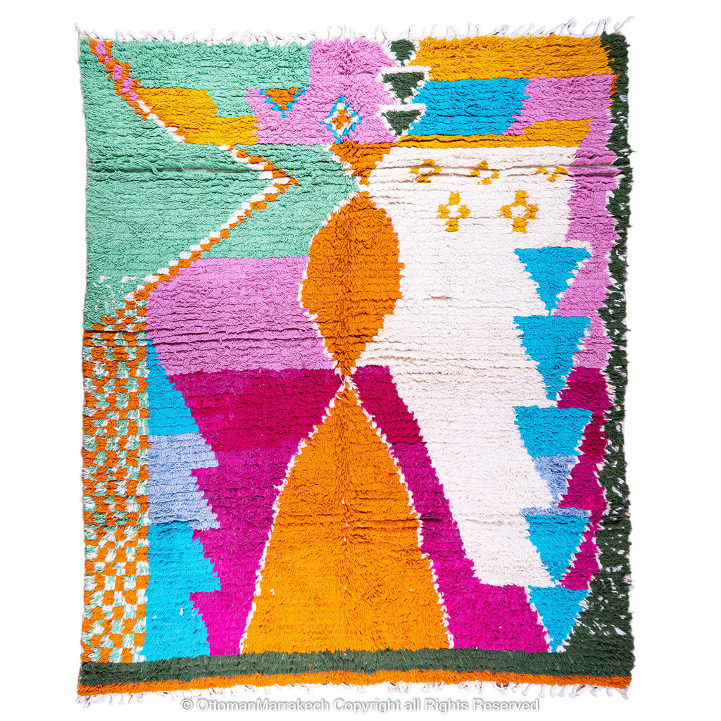 Vibrant Prism Moroccan Berber Rug with Bold Geometric Patterns