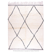 Load image into Gallery viewer, Bohemian Beni Ourain Moroccan Wool Rug – Simple Black and White Diamond Lattice Design