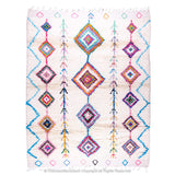 White Moroccan Wool Rug with Colorful Berber Diamond and Tree Motifs