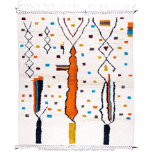 Load image into Gallery viewer, Autumn Leaves – White Moroccan Wool Rug with Colorful Berber Abstract and Leaf Motifs