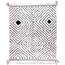 Load image into Gallery viewer, Beni Ourain Moroccan Wool Rug – Black and White Mandala Diamond Pattern