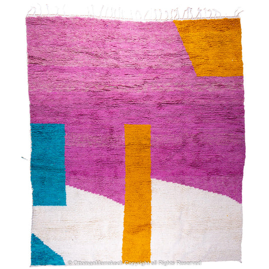 Vibrant Modern Moroccan Rug with Bold Color Blocks