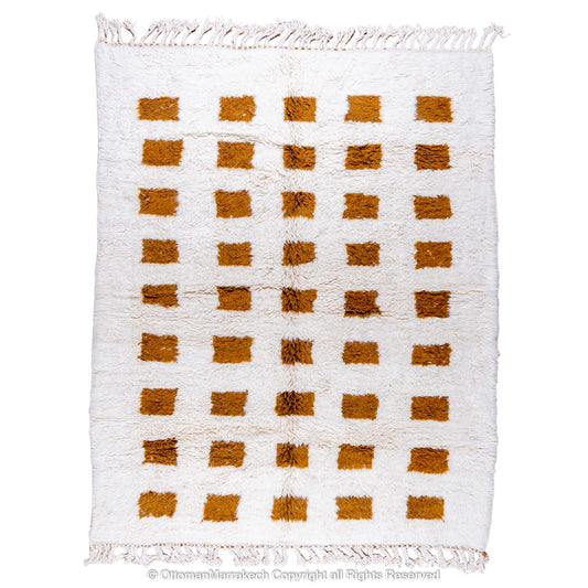 Moroccan Dark Goldenrod Polka Square Rug: Time-Honored Beauty for Today's Home